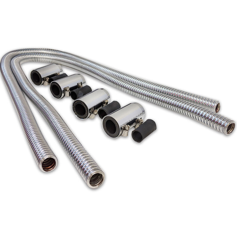 Radiator Hose Flexible, Stainless Steel Chrome Kit,.44" Length Proflow