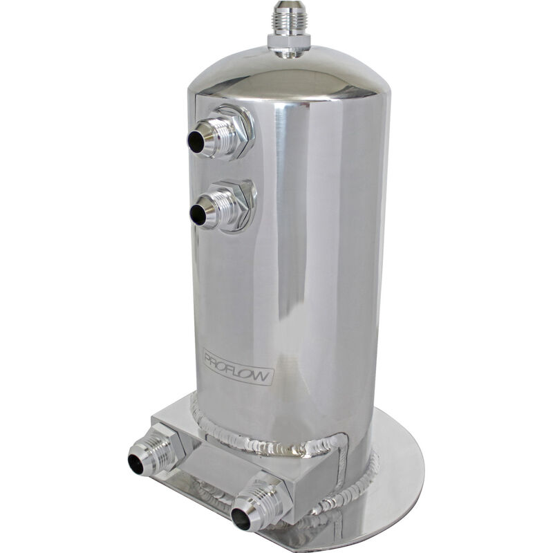 Fuel Surge Tank Fabricated Aluminium, 254mm x 108mm round, 2.5L, AN