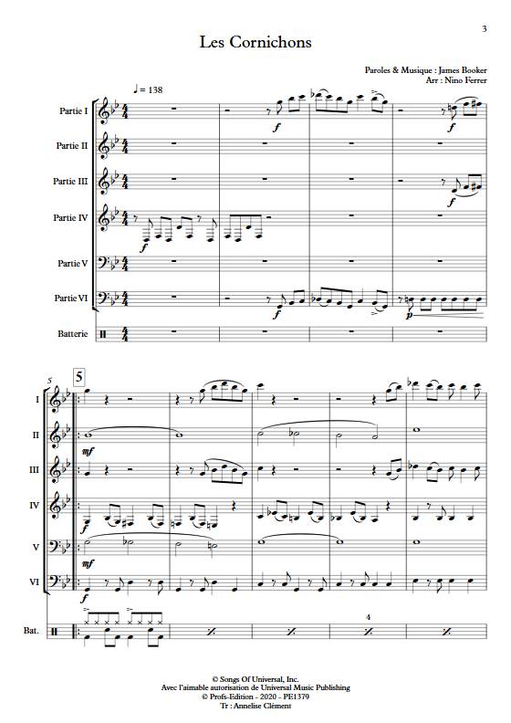 Partition Les Cornichons James Booker