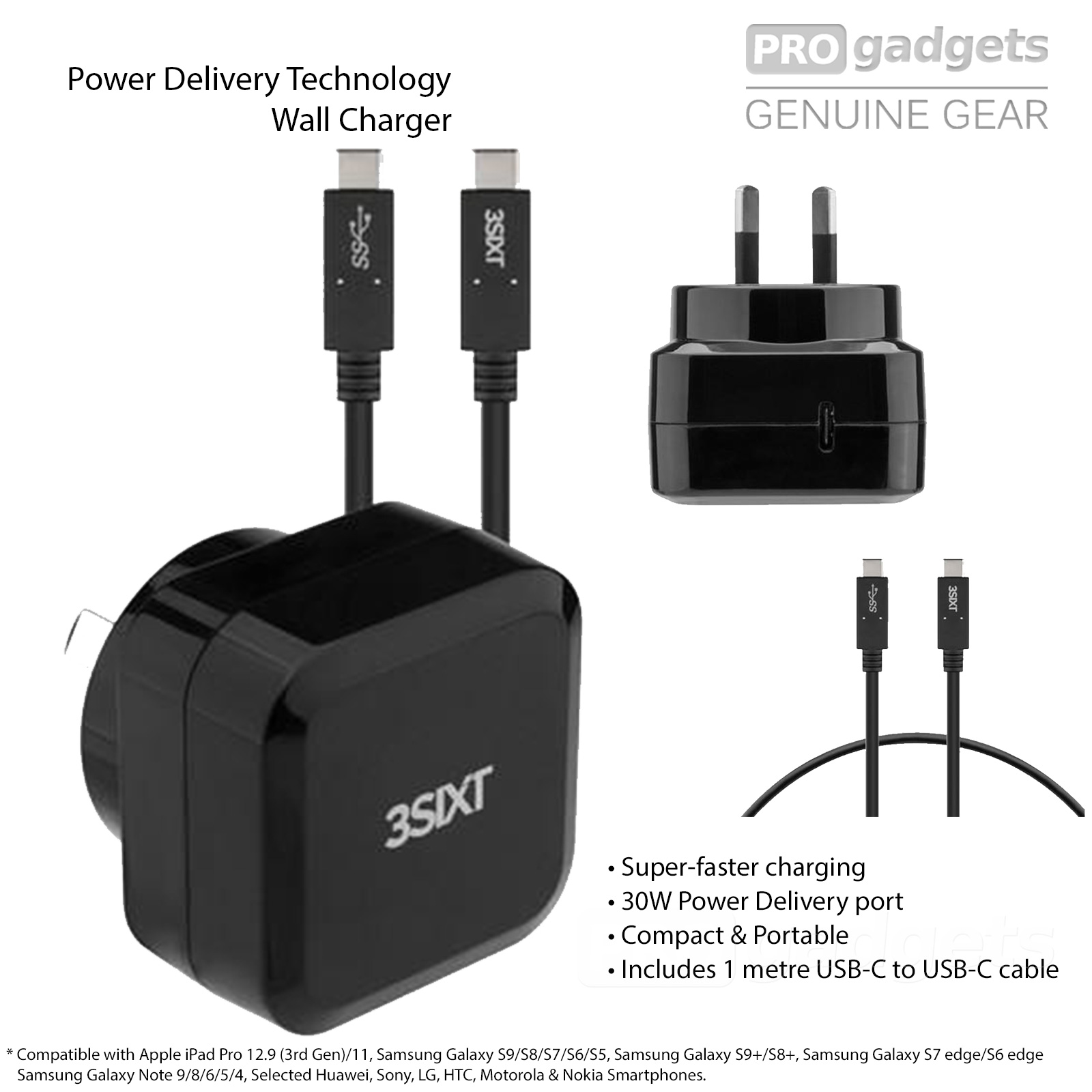 Genuine 3SIXTY 30W Wall charger Type C AU Adapter with USB CC Cable