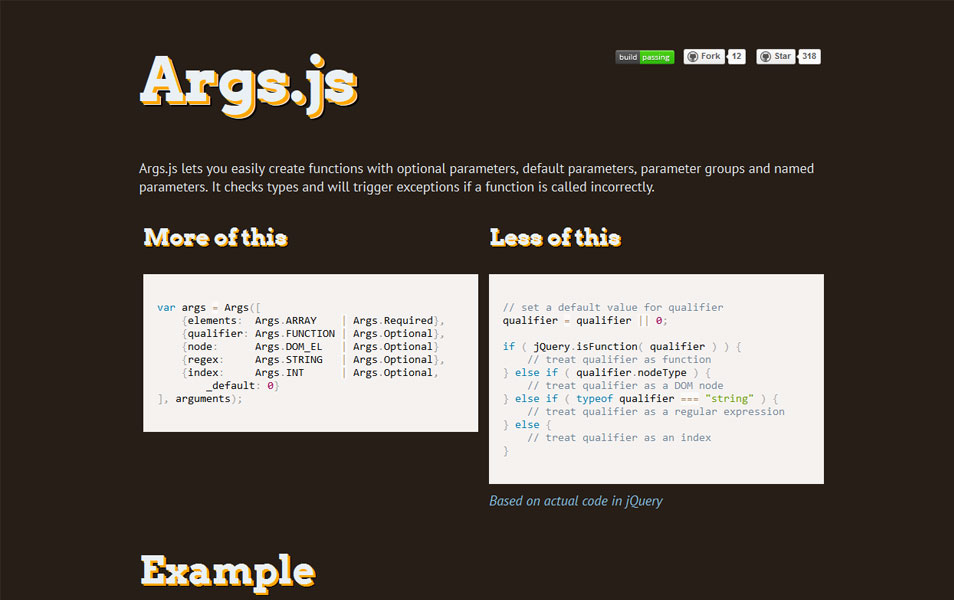 Args.js librería Javascript para tratamientos con parámetros Programación