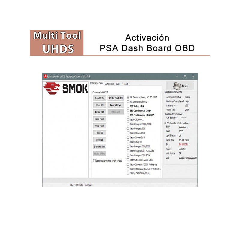 Activation PSA Dash Board OBD