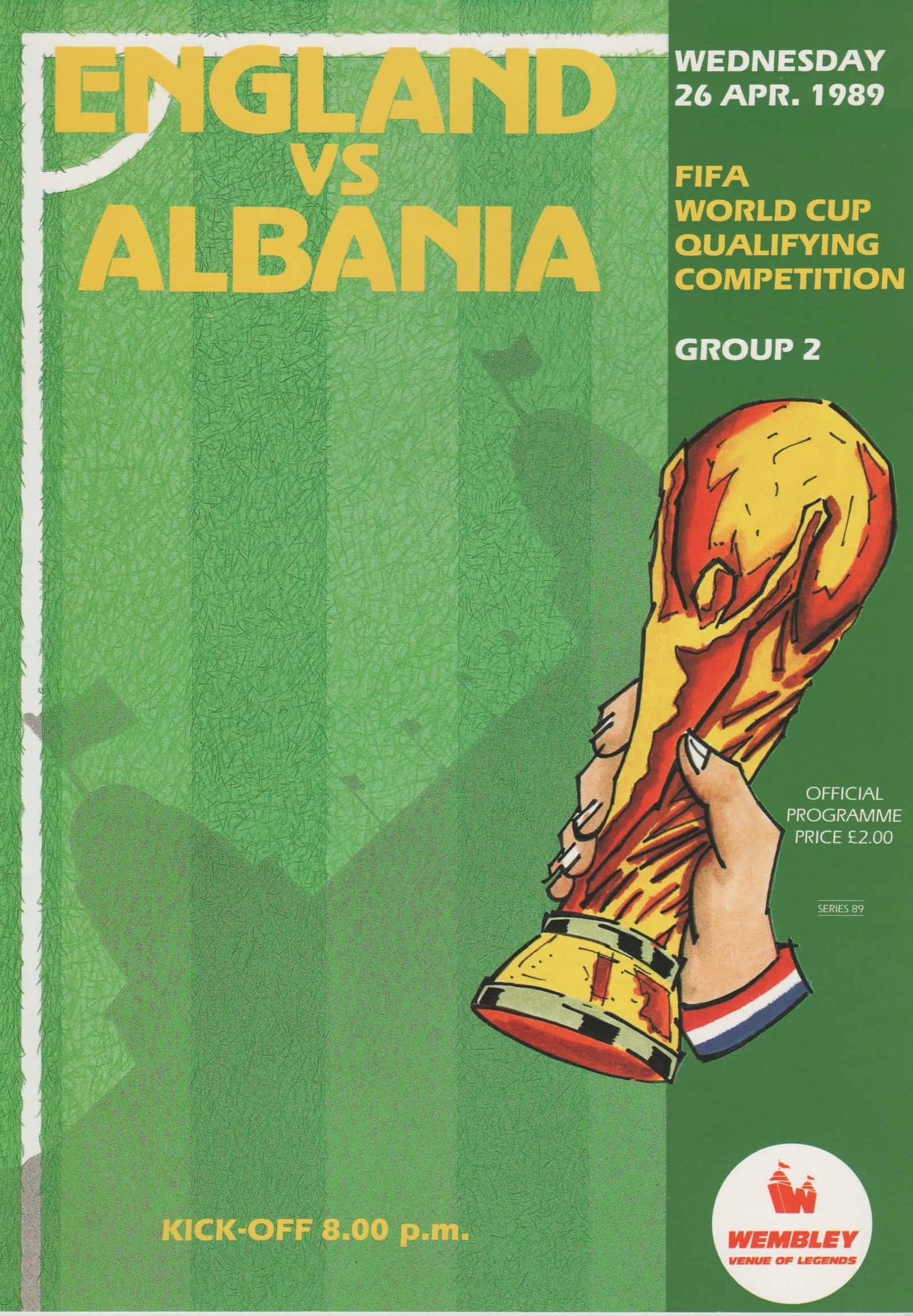 England v Albania 26Apr1989