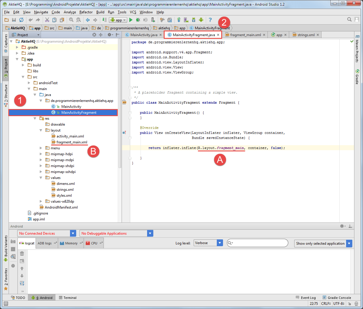Nest frgament inside listview android studio acadisc