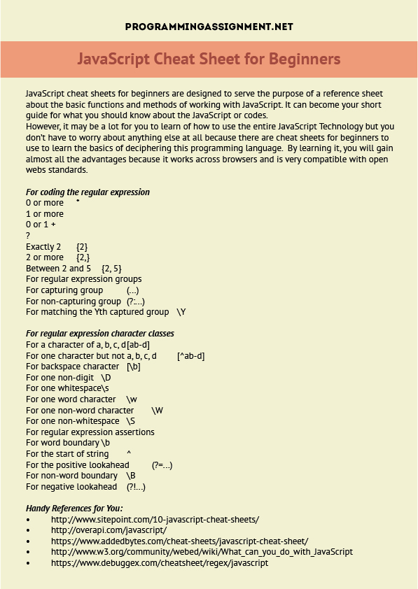 Javascript Cheat Sheet for Beginners
