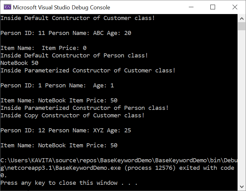 Example of Using Base Keyword in C Programmingempire