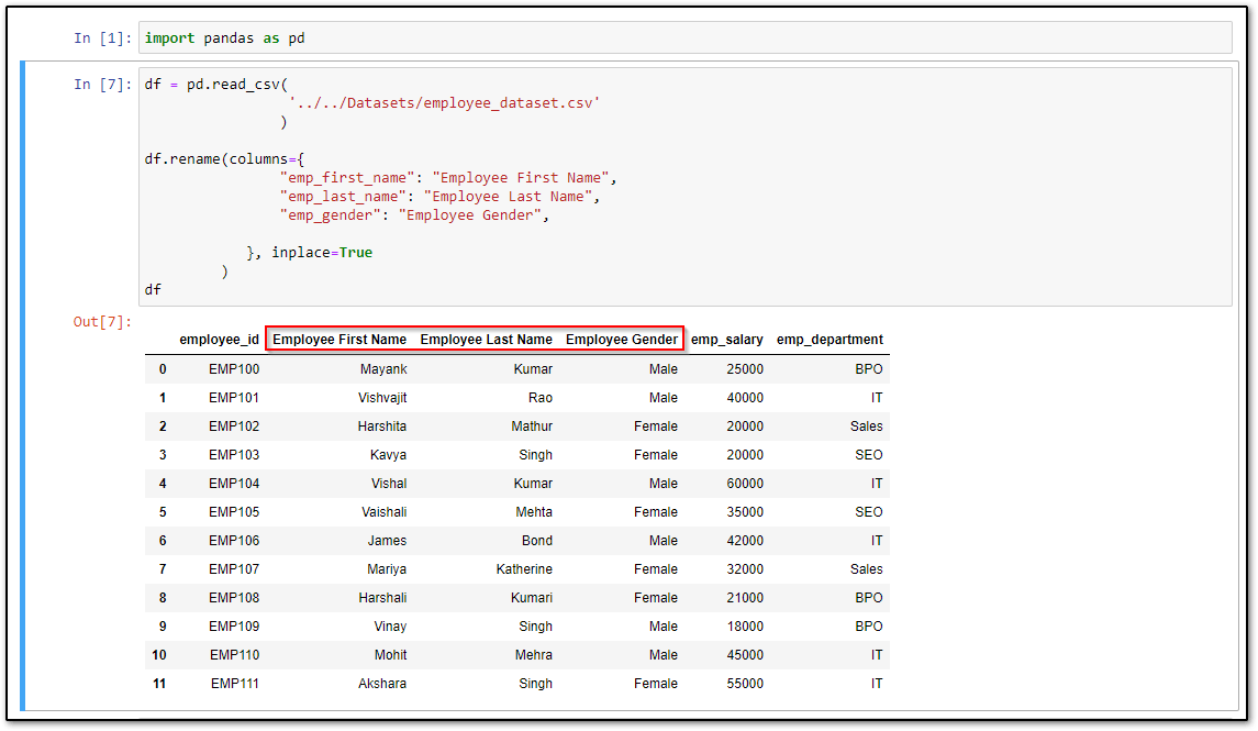 How to Rename Column Name in Pandas DataFrame