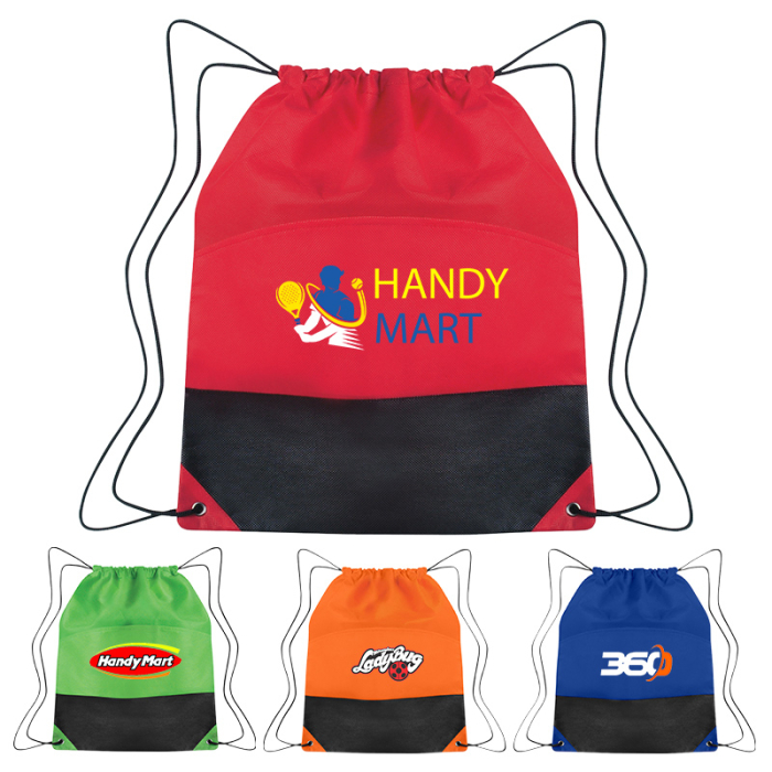Customized NonWoven TwoTone Polypropylene Drawstring Bags Drawstring Bags / Cinch Sacks