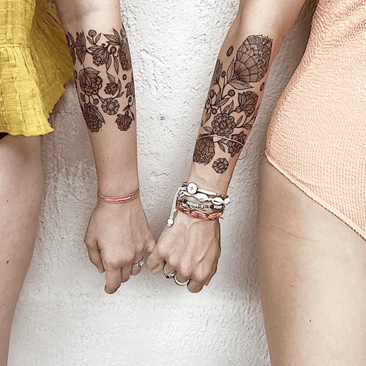 Project Cece | Rosary - Black Floral Sleeve - Temporary Tattoo 522_x_522_png