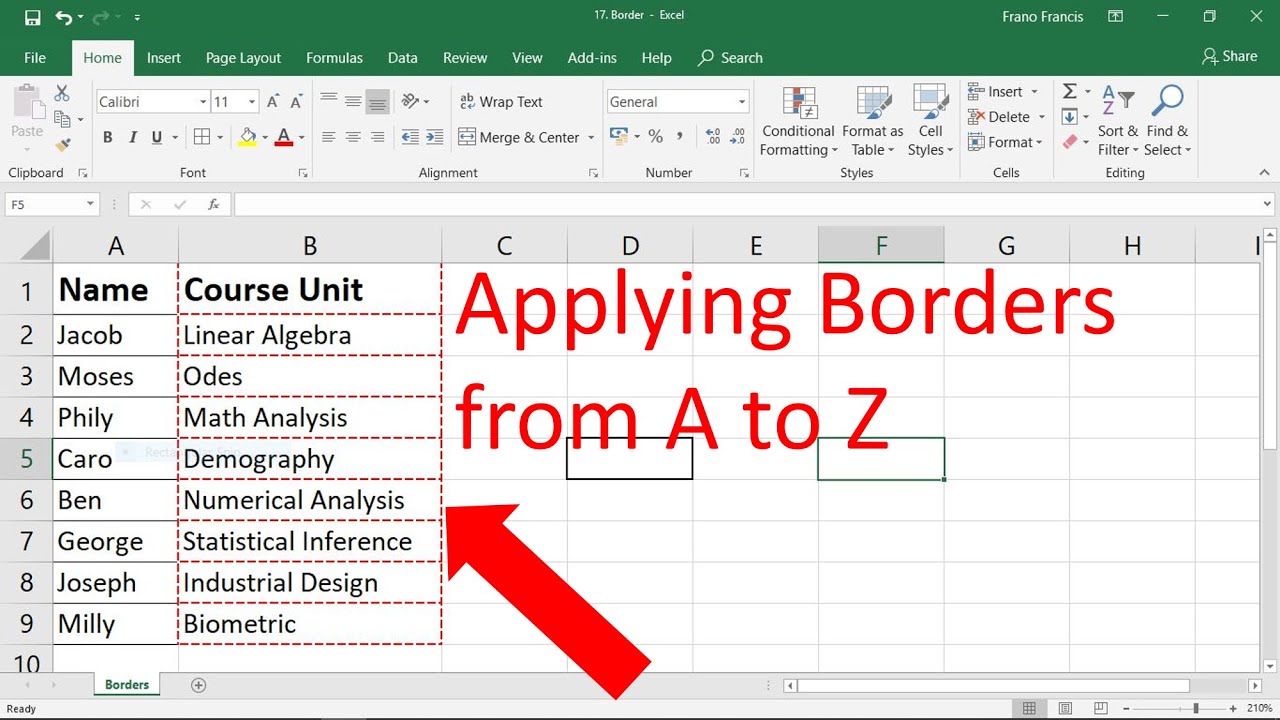 What is a border in Excel: Learn Brilliant Way in 6 Steps