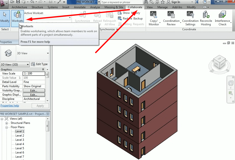 Workset in Revit Efficiency in Building Information Modeling (BIM)