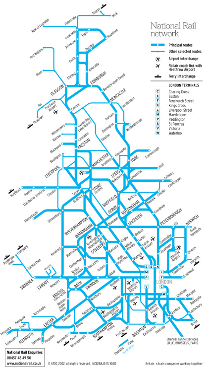 Uk National Rail Map National Rail / Atoc Maps