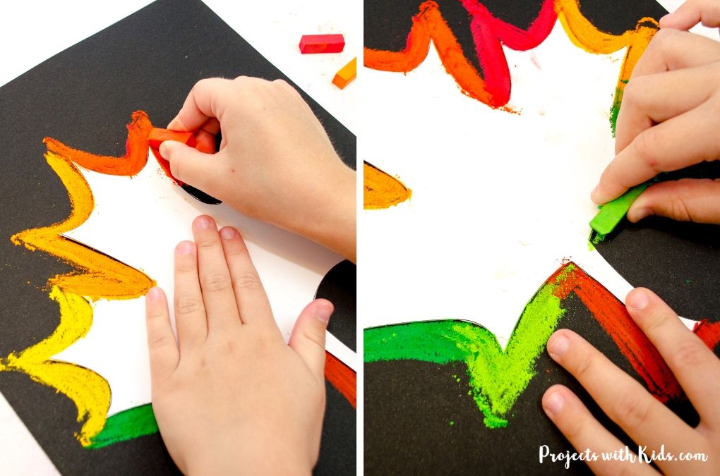 Fall Leaf Chalk Pastel Art Kids Can Make Projects with Kids