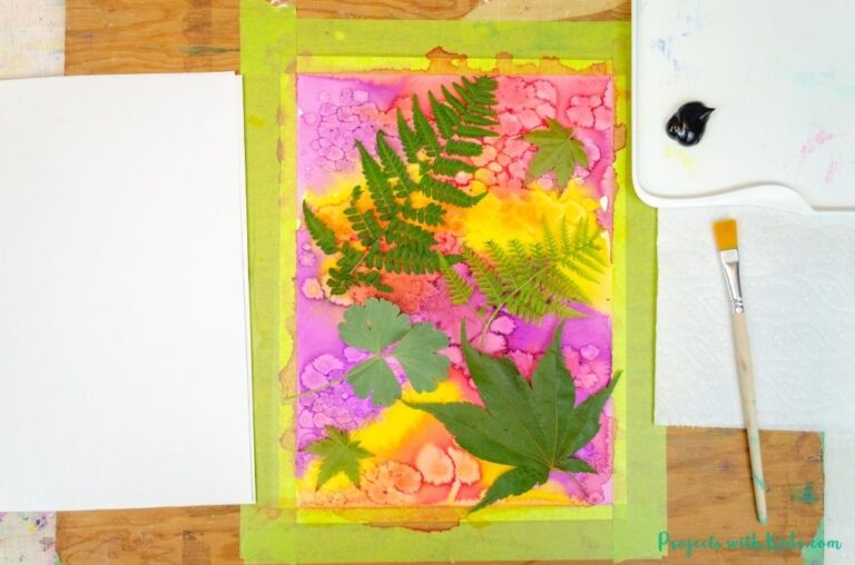 Mixed Media Leaf Printing Art for Kids to Make Projects with