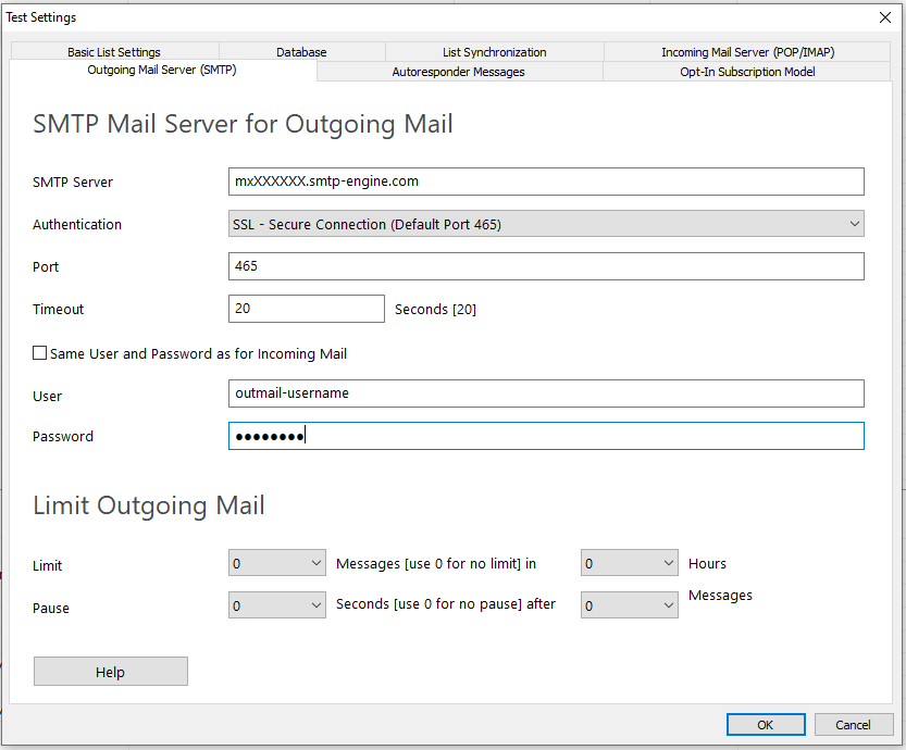 How do I set up outbound SMTP on MailList Controller bulk emailer