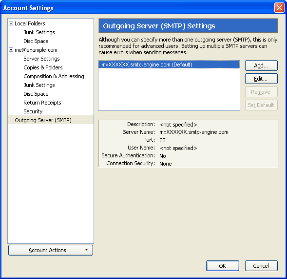 How do I set up outbound SMTP on Thunderbird
