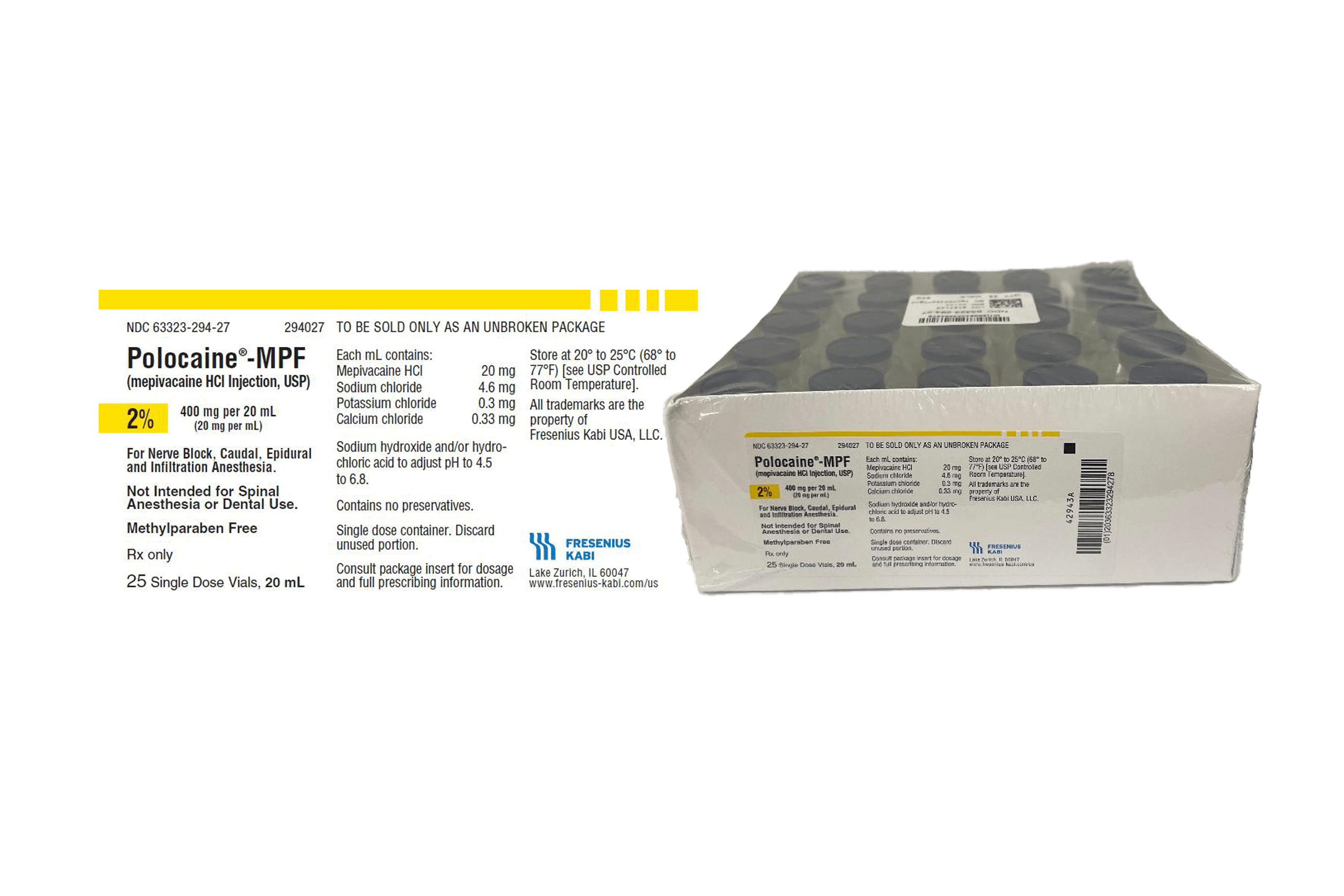 Polocaine®MPF Mepivacaine HCl, Preservative Free 2, 20 mg / mL