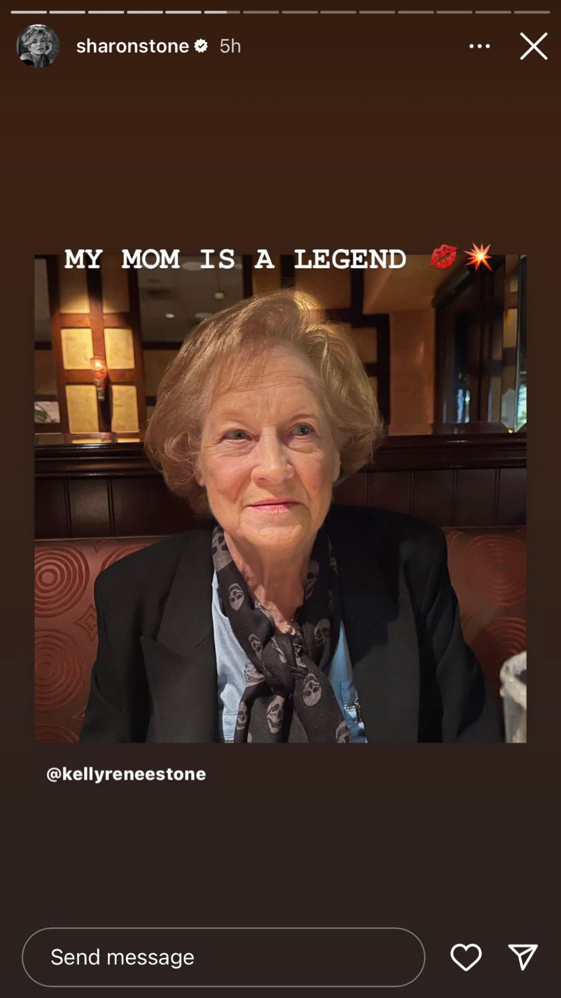 Sharon Stone presume de madre, espectacular a sus 89 años