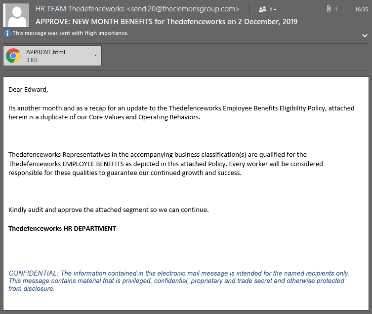 Craving Approval The HR Department Malicious Attachment Scam