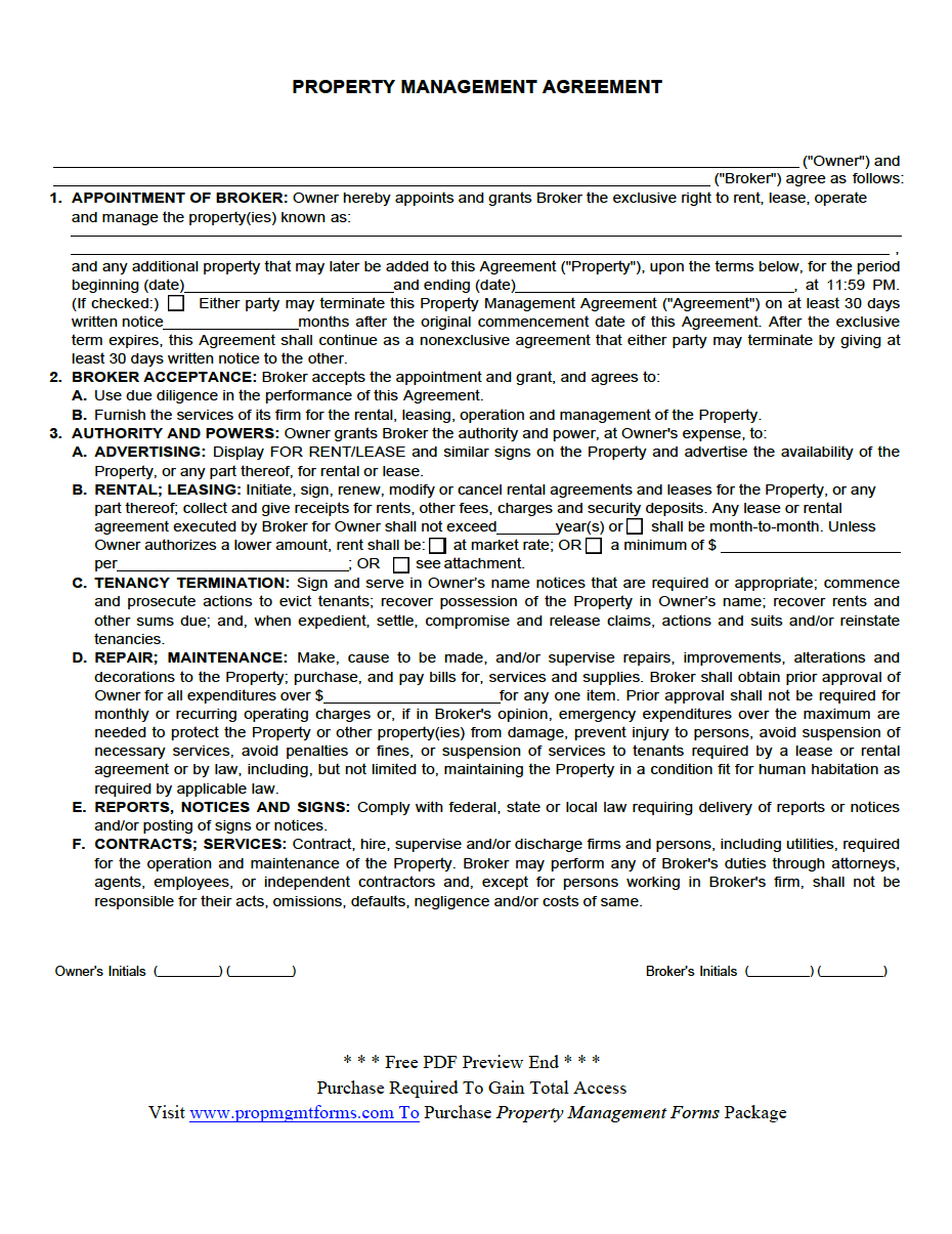 Sample Commercial Property Management Agreement The Document Template
