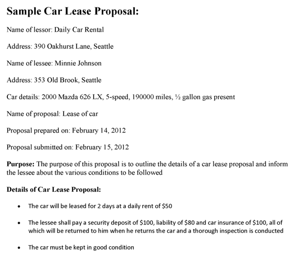 Car Lease Proposal Template