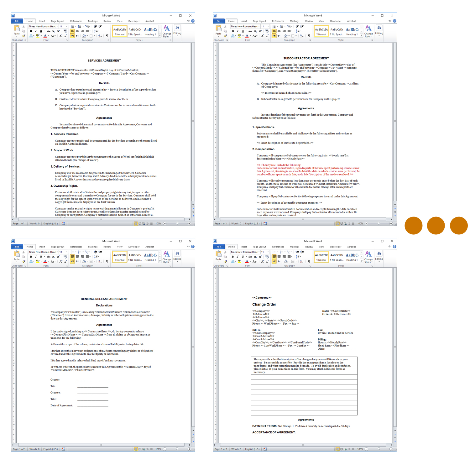 Contractors Legal Contract Pack Software and Templates