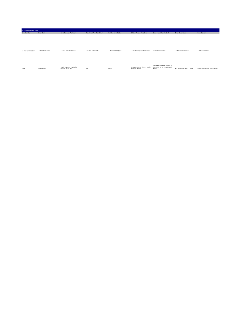 Error Code Mapping Worksheet 3 Easy Steps