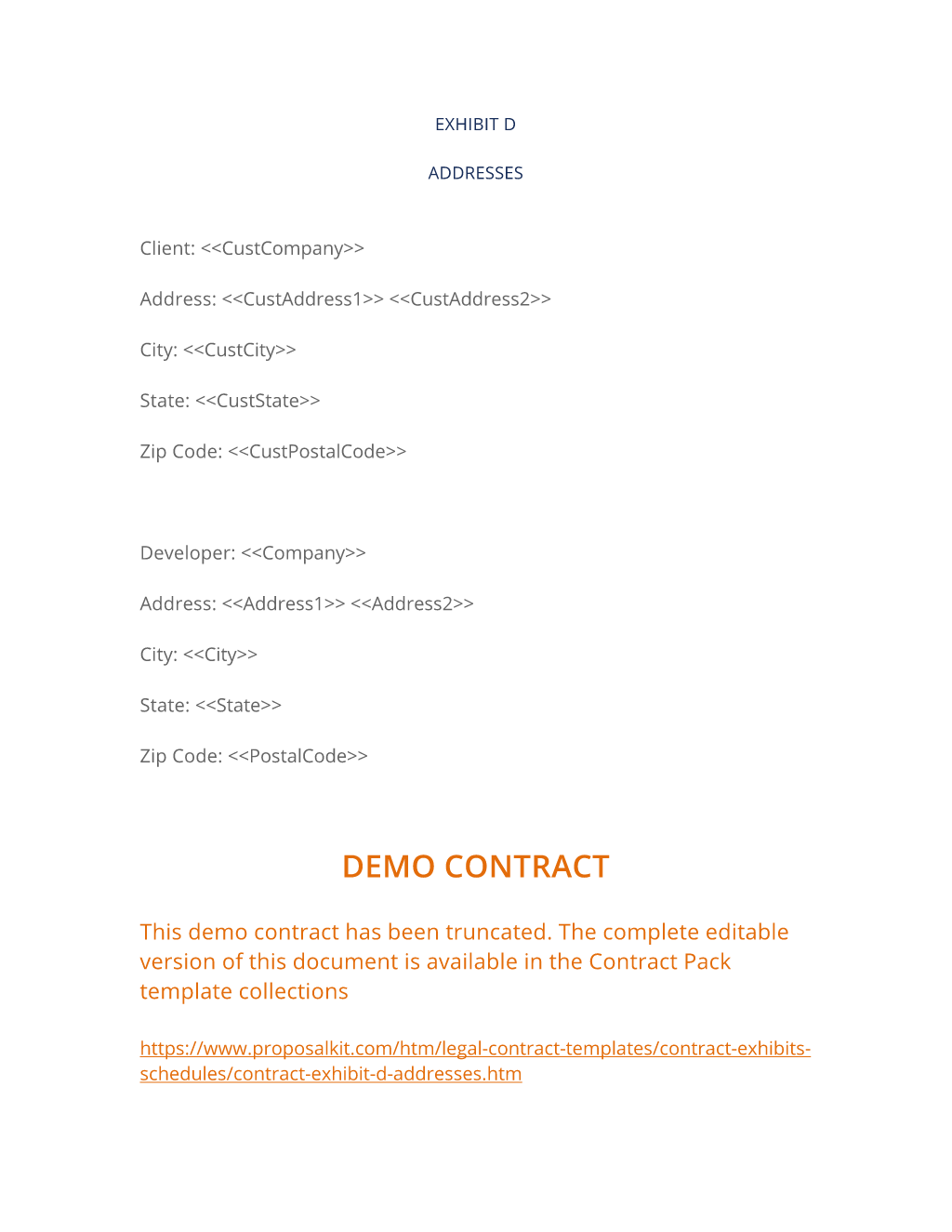 Exhibit D (Addresses) 3 Easy Steps