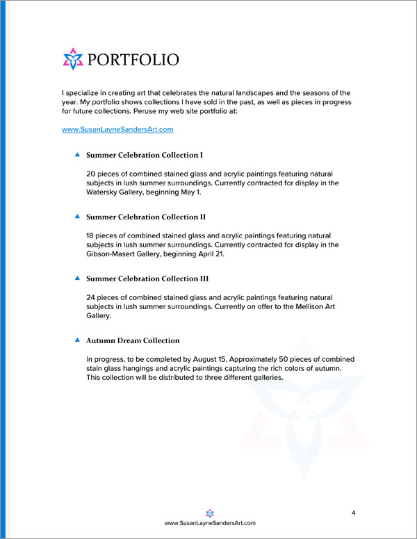 Artist Gallery Sales Sample Proposal Downloadable Template