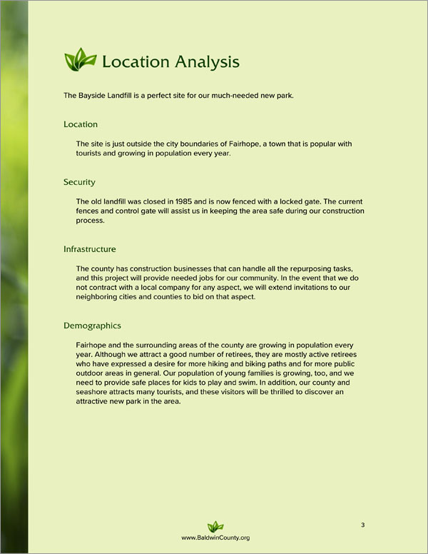 Reuse of Government Land Sample Proposal Downloadable Template