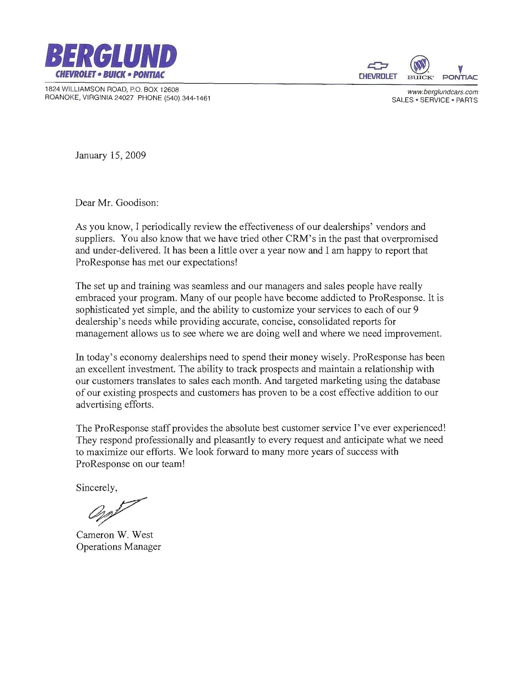Automotive CRM Email Followup Letters Customer