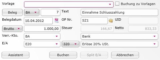 Die Verbuchung von Anzahlungen und Teilzahlungen in der EARechnung