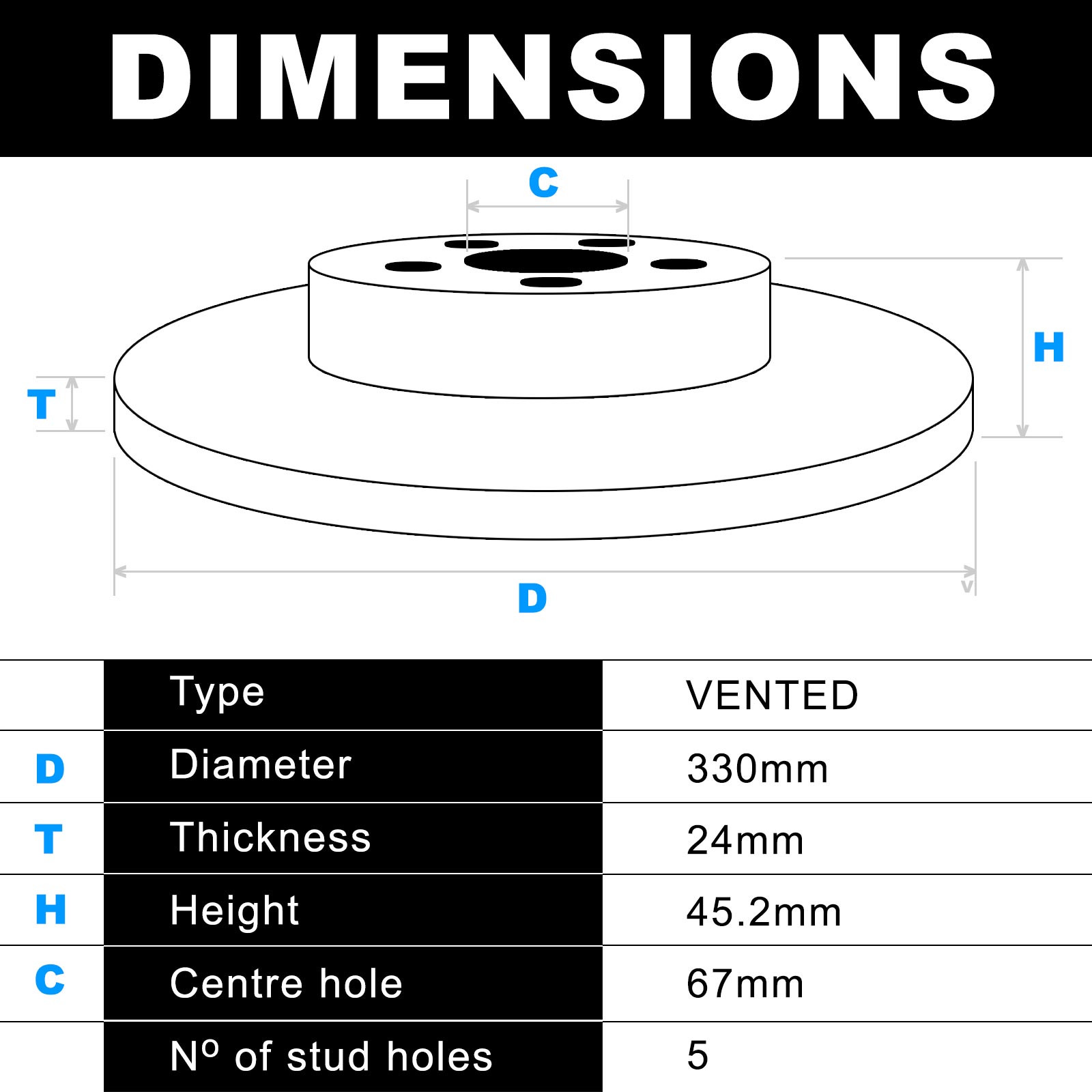 Front Disc Brake Rotors for BMW X1 F48 2.0 Turbo Diesel 2015On 330mm