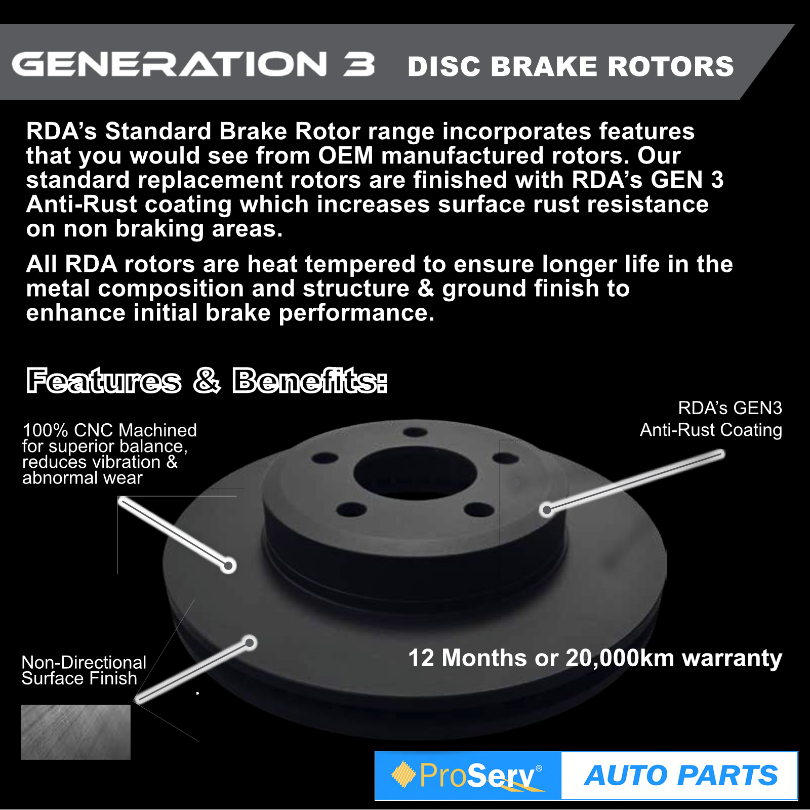 Rear Disc Brake Rotors for Kia Sorento 2.5 Turbo Diesel 10/20062010 RDA