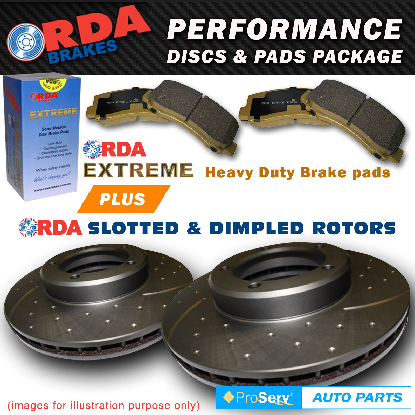 FRONT SLOTTED DISC BRAKE ROTORS & PADS MAZDA 3 MPS 2.3 TURBO 12/2006ON
