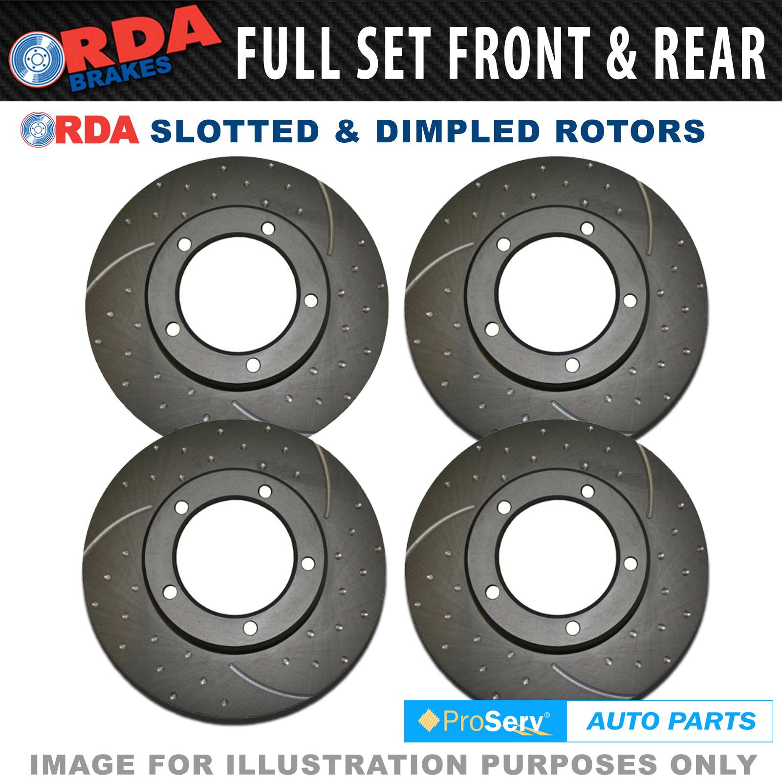 Full SET Dimpled Slotted Disc Brake Rotors For Holden Commodore VT VU
