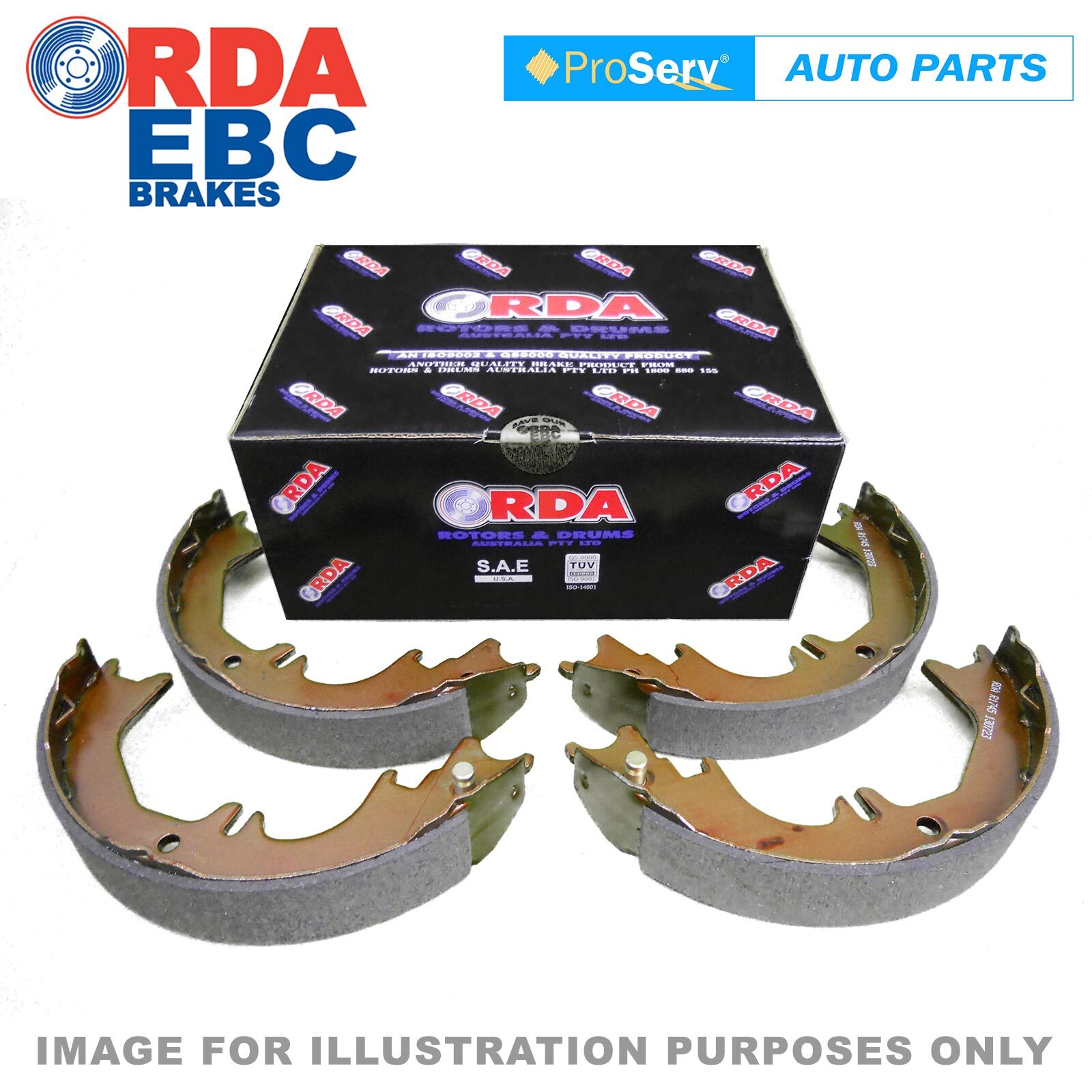 R1490, REAR SET RDA BRAKE SHOES TOYOTA COROLLA AE112 8/1998 ON