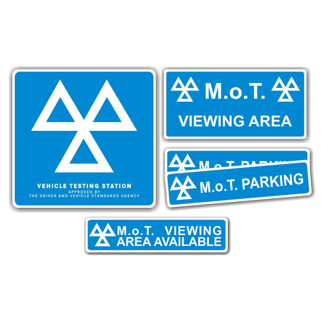 MOT Sign Pack DVSA acceptable minimum requirement Prosol