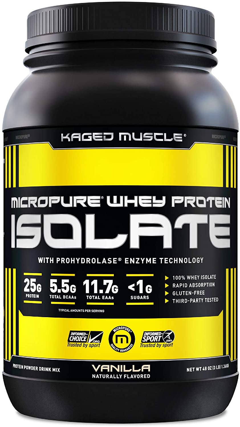 Whey Protein Powder, Kaged Muscle 100 Whey Protein Isolate Powder for