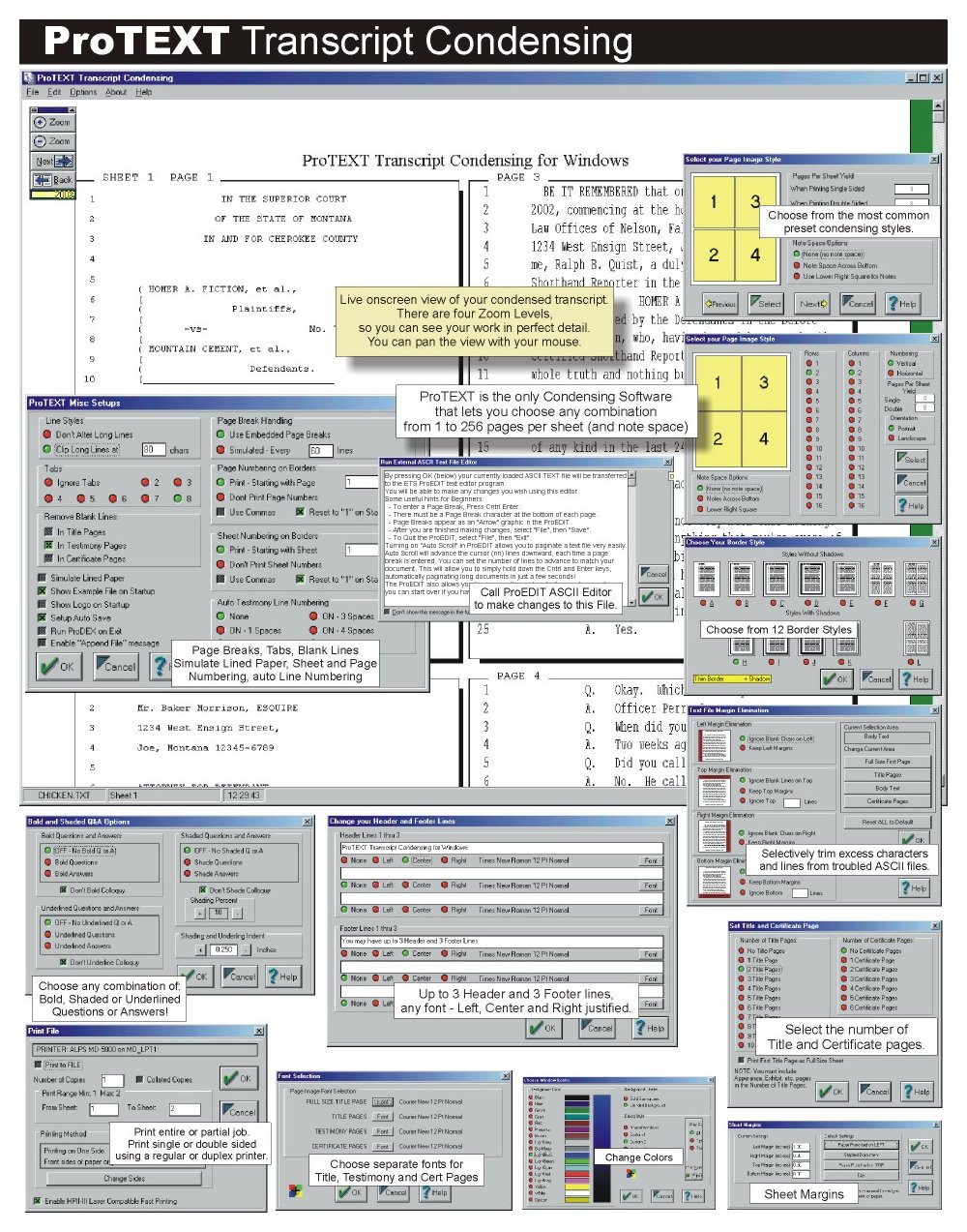 ProTEXT Screen and Dialogs overview