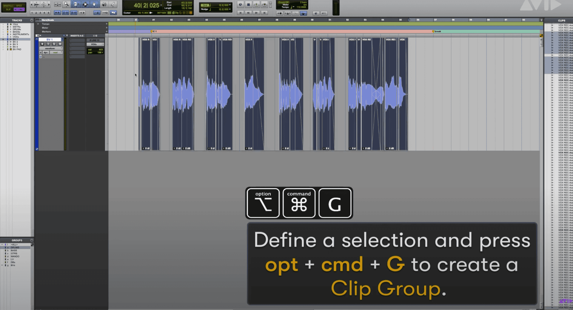 Editing In Pro Tools Using Clip Groups