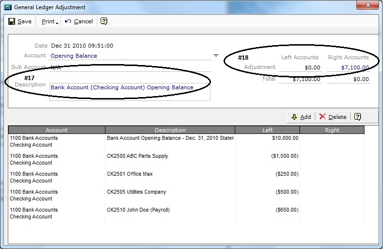 Bank Account Opening Balances