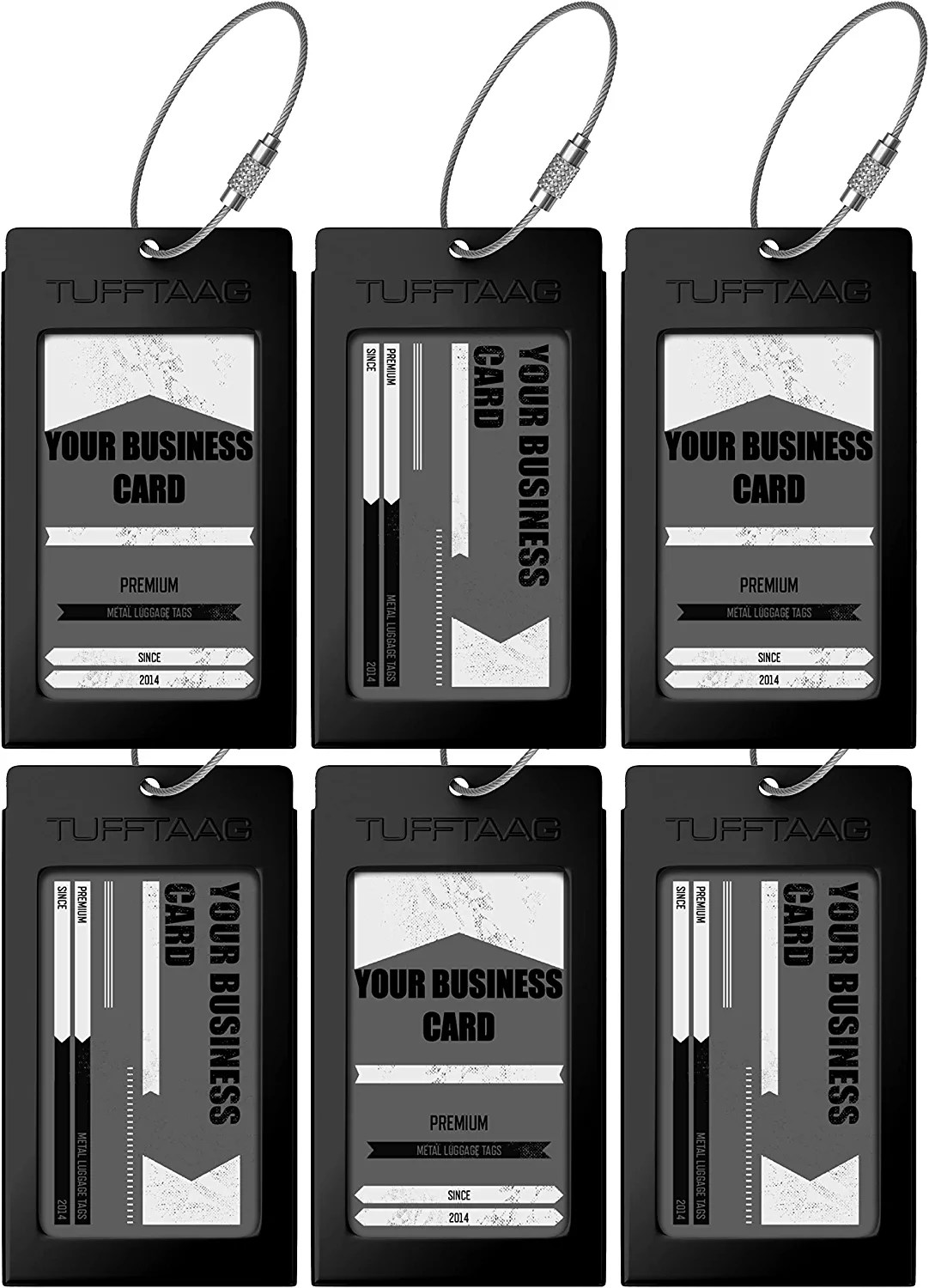 Luggage Tags Business Card Holder TUFFTAAG Travel ID Bag Tag in Many Color Options (6 Tags, 6