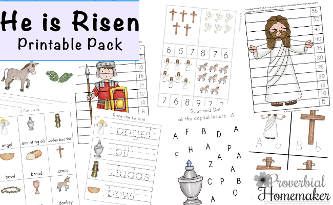 Free Resurrection Sunday "He is Risen" Activity Worksheets Printables