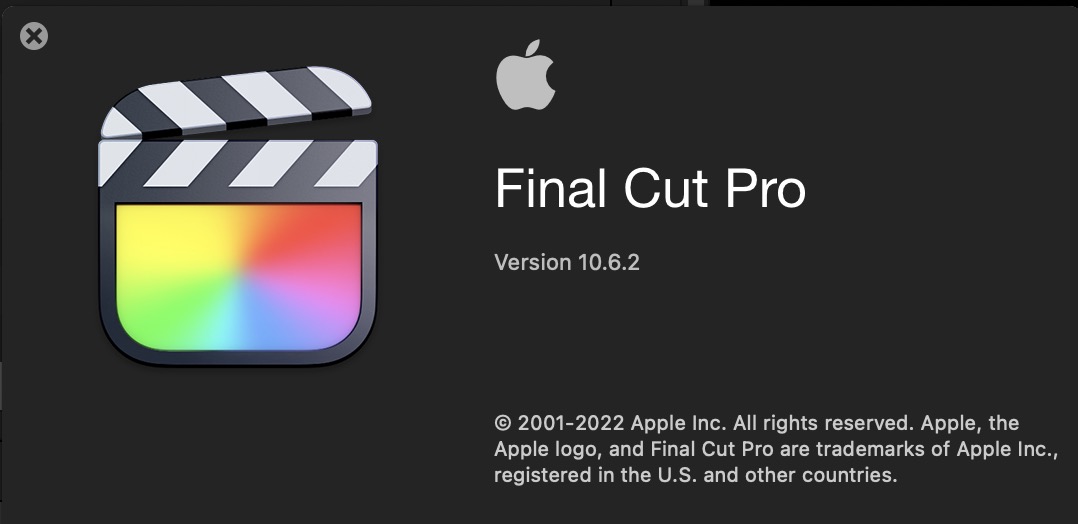 Final Cut Pro updated to 10.6.2 along with all of the Apple Pro Apps