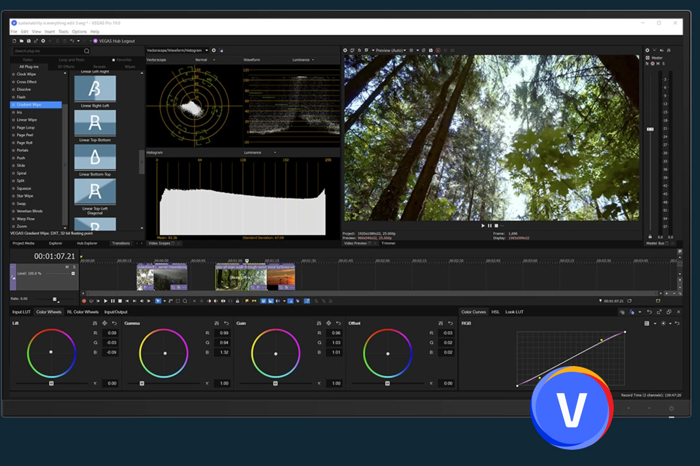 VEGAS Pro 20 new color correction features directly on the timeline