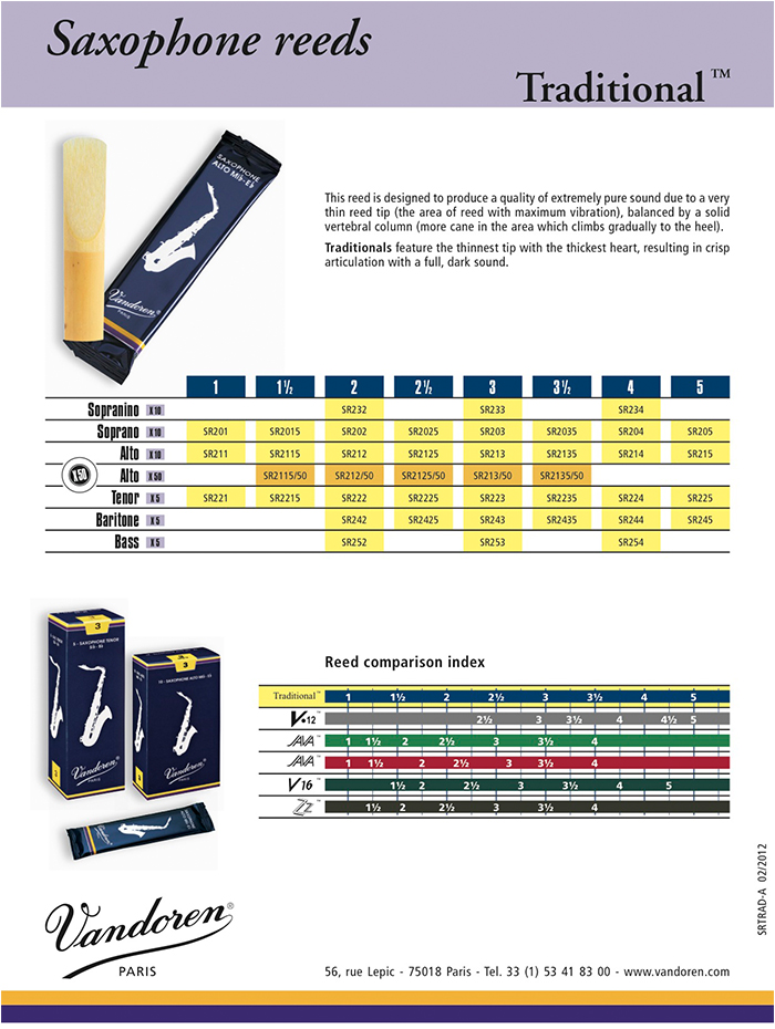 Vandoren Traditional Baritone Sax Reeds