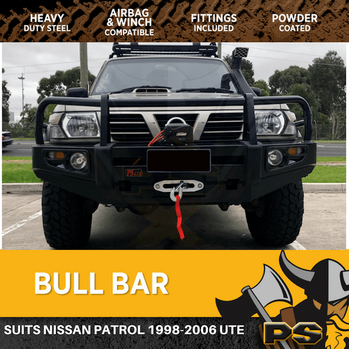 PS4X4 ADR Approved Bull Bar Winch Bar for Nissan Patrol GU 19982006 UTE