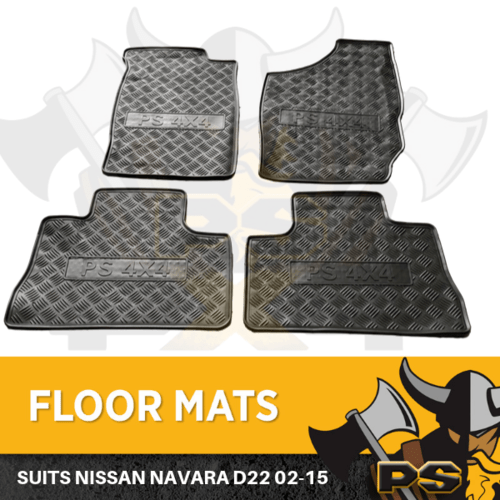 Rubber Floor Mats Front & Rear to suit Nissan Navara D22 20022015