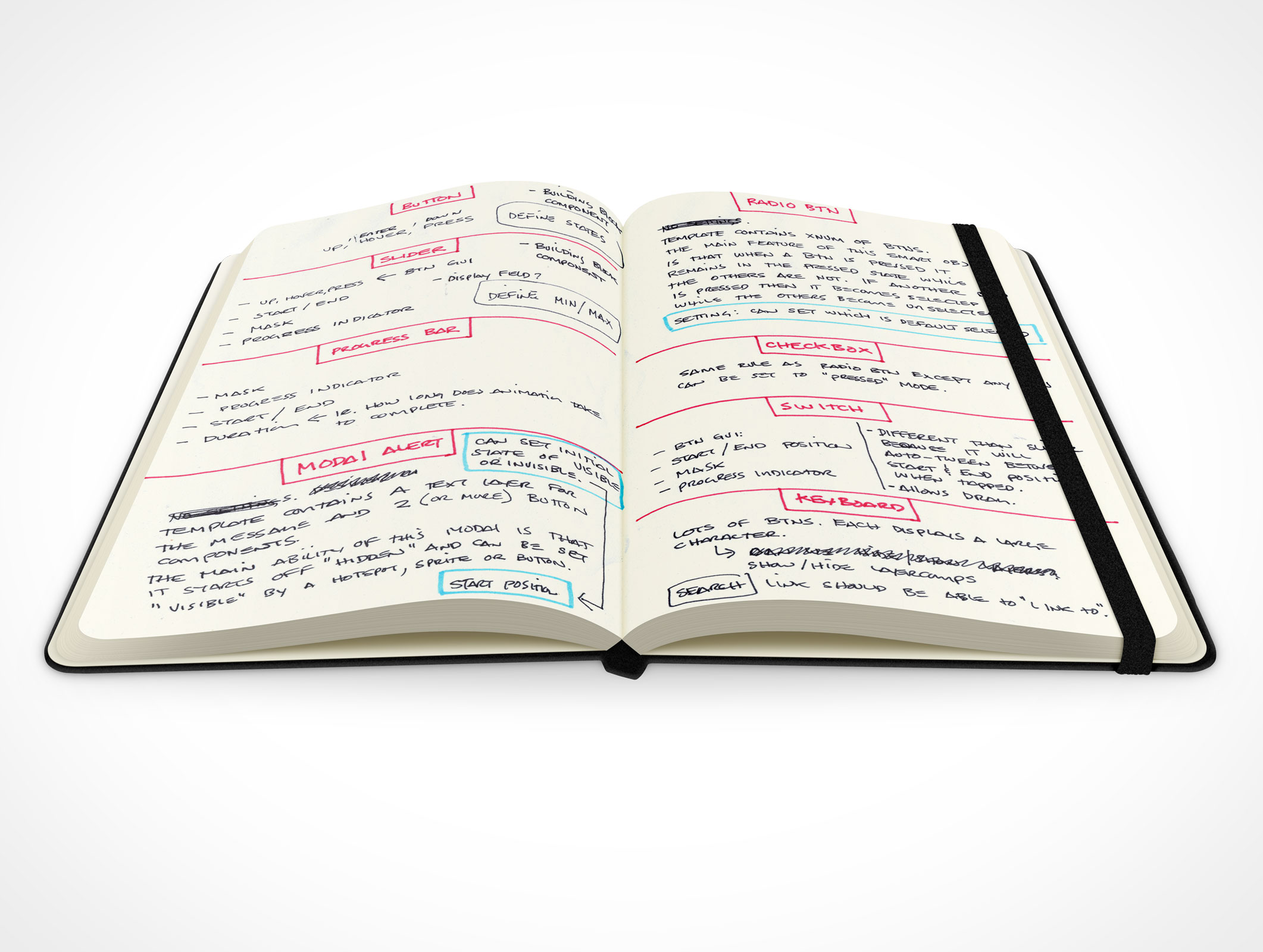 Notebook Mockup High Angle Open View of Pages in Book Catalog